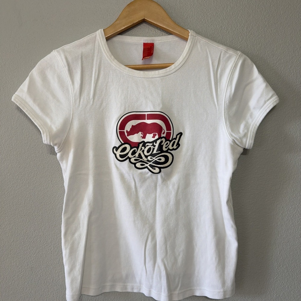 VTG 1990's Echo Red Women's White Short Sleeved Tee XL Cotton